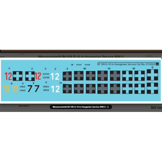 Sbs D72029 1/72 Messerschmitt Bf 109 G 10 In Hungarian Service Ww Ii Decal