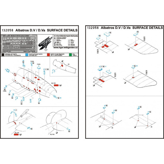 Hgw 132056 1/32 Albatros D V / D Va Surface Details For Wingnut Wings And Roden