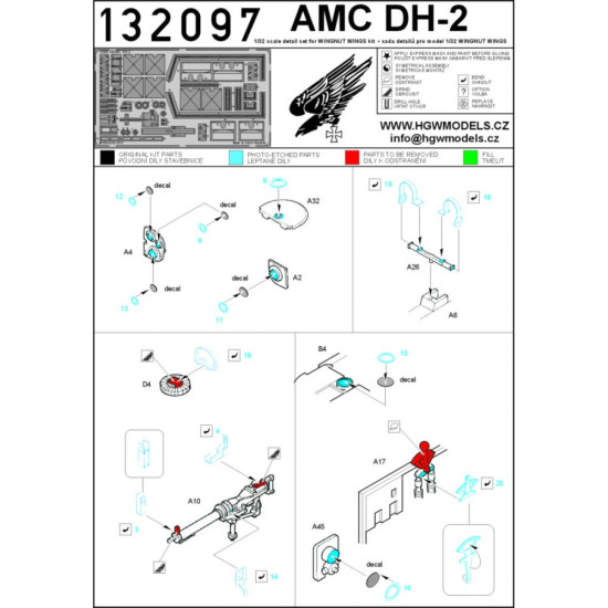 Hgw 132105 1/32 Amc Dh 2 Super Detail Set For Wingnut Wings