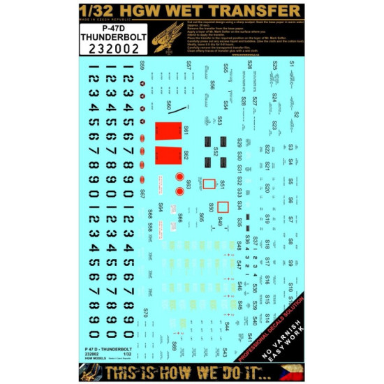 Hgw 232002 1/32 P-47d Thunderbolt Stencils Decal For Aircraft