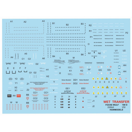 Hgw 232043 1/32 Decal For Fw190d-9 Stencils Accessories For Aircraft