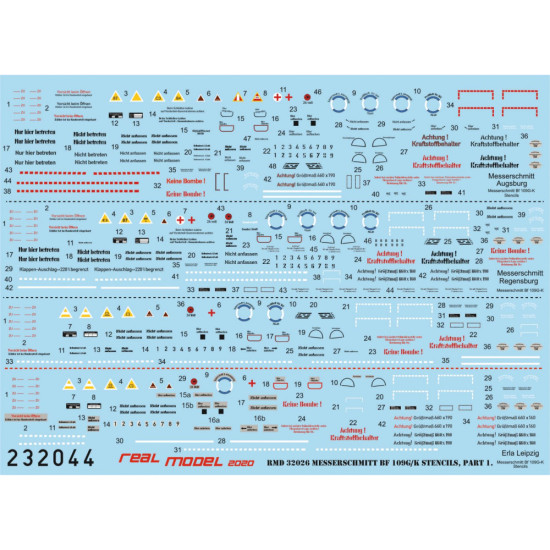 Hgw 232044 1/32 Decal For Messerschmitt Bf109 G/K Stencils Part I