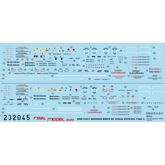 Hgw 232045 1/32 Decal For Messerschmitt Bf109 G/K Stencils Part Ii