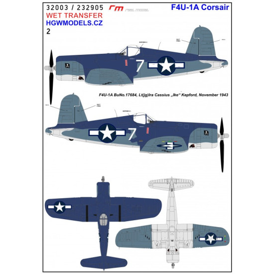 Hgw 232905 1/32 F4u-1 Corsair Markings For Jolly Rogers Accessories For Aircraft