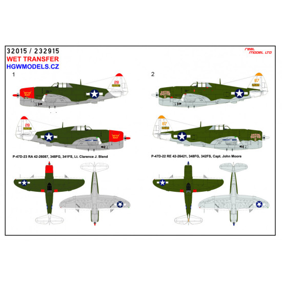 Hgw 232915 1/32 Decal For P-47 D Razorback Over New Guinea Pt 2