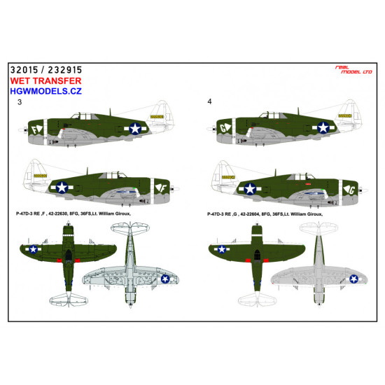 Hgw 232915 1/32 Decal For P-47 D Razorback Over New Guinea Pt 2