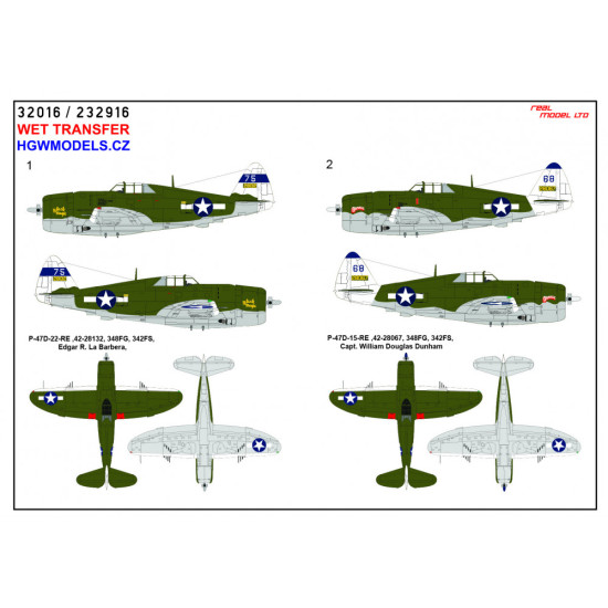 Hgw 232916 1/32 Decal For P-47 D Razorback Over New Guinea Pt 3