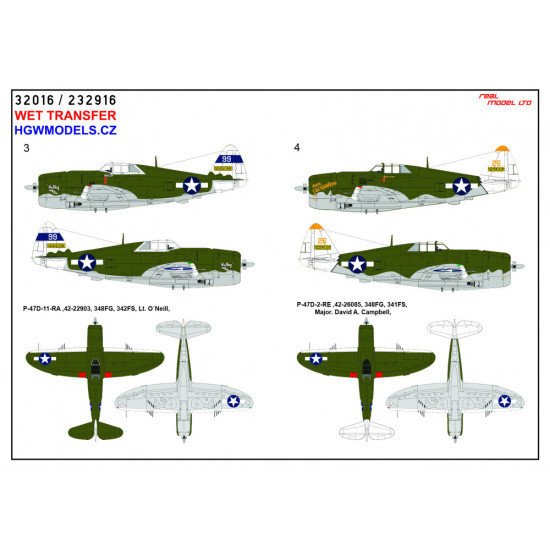 Hgw 232916 1/32 Decal For P-47 D Razorback Over New Guinea Pt 3