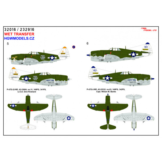 Hgw 232916 1/32 Decal For P-47 D Razorback Over New Guinea Pt 3