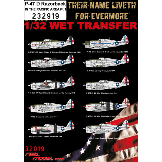 Hgw 232919 1/32 Decal For P-47d Razorback In The Pacific Area Pt 1