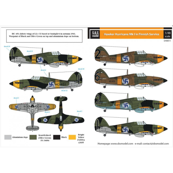 Sbs D48011 1/48 Hawker Hurricane Mk I Was In Finnish Service During Ww Ii For Airfix Hasegawa