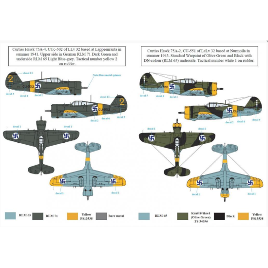 Sbs D48018 1/48 Curtiss Hawk 75a In Finnish Service Decals Model