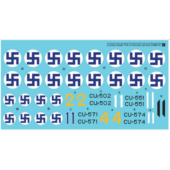 Sbs D48018 1/48 Curtiss Hawk 75a In Finnish Service Decals Model