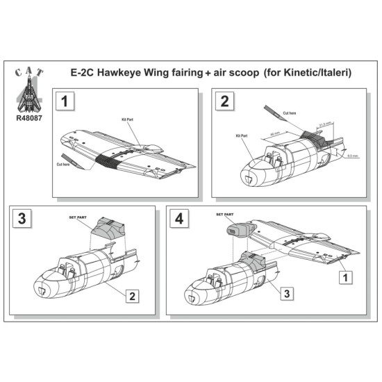 Cat4-r48087 1/48 E 2c Hawkeye Wing Fairing Correction For Kinetic Italeri