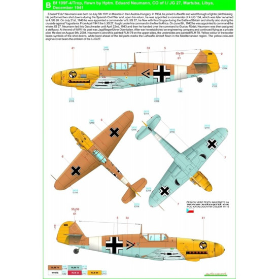 Hgw 248050 1/48 Decal For Messerschmitt Bf 109 Afrika Markings