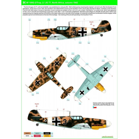 Hgw 248050 1/48 Decal For Messerschmitt Bf 109 Afrika Markings