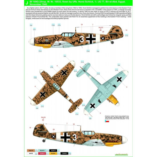 Hgw 248050 1/48 Decal For Messerschmitt Bf 109 Afrika Markings