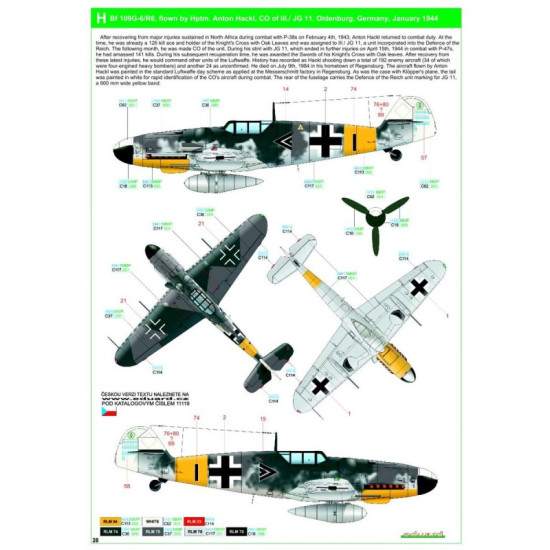 Hgw 248060 1/48 Decal For Bf 109g-6/G-14 Reichsverteidigung Markings For Eduard