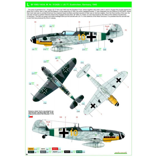 Hgw 248060 1/48 Decal For Bf 109g-6/G-14 Reichsverteidigung Markings For Eduard