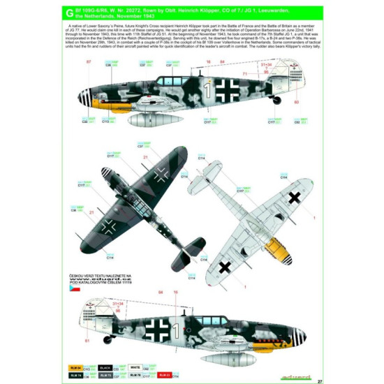 Hgw 248060 1/48 Decal For Bf 109g-6/G-14 Reichsverteidigung Markings For Eduard