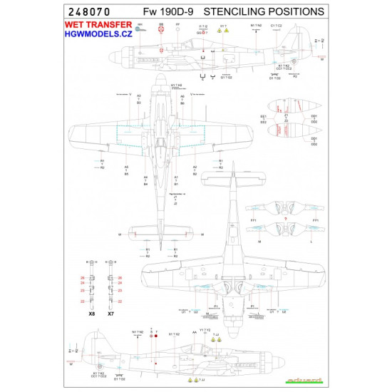 Hgw 248070 1/48 Decal For Fw 190d-9 Stencils Accessories For Aircraft