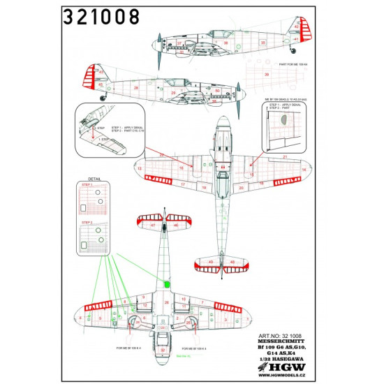 Hgw 321008 1/32 Fw 190g-10/K4/G6 14as Riveting Set And Control Surfaces