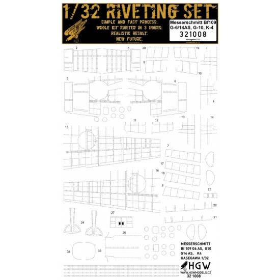 Hgw 321008 1/32 Fw 190g-10/K4/G6 14as Riveting Set And Control Surfaces