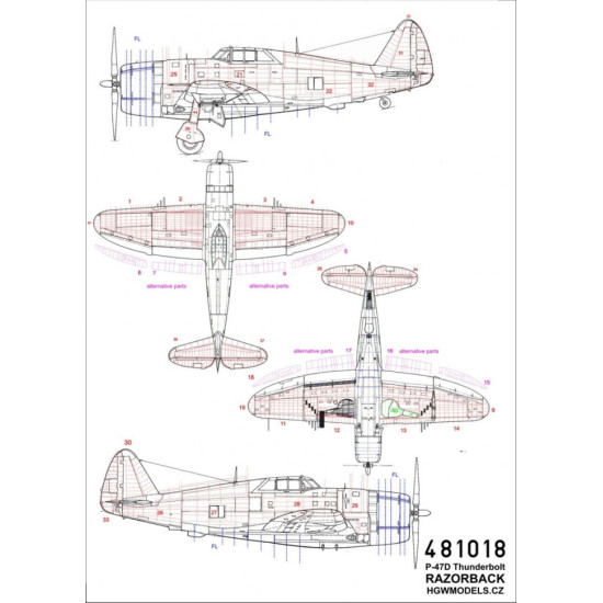 Hgw 481018 1/48 P-47d Thunderbolt Razorback For Tamiya