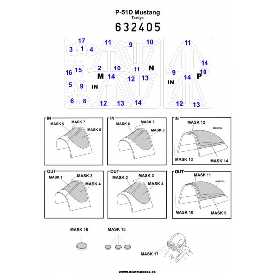 Hgw 632405 1/32 Mask For P-51d Mustang Tamiya Accessories For Aircraft