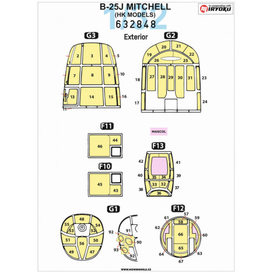Hgw 632848 1/32 Mask For B-25j Mitchell For Hk Models Accessories For Aircraft
