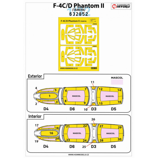Hgw 632852 1/32 Mask For F-4c/D Phantom For Tamiya Accessories For Aircraft