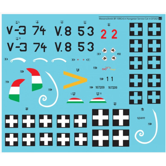 Sbs D48021 1/48 Messerschmitt Bf 109g 6 In Hungarian Service Vol Ii Decal Model