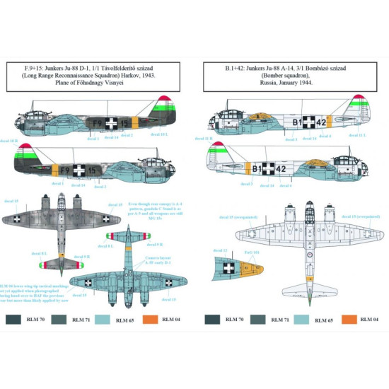 Sbs D48022 1/48 Junkers Ju 88 In Hungarian Service Ww Ii Decal Model