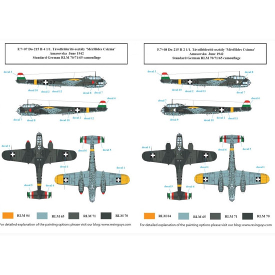 Sbs D48028 1/48 Dornier Do 215 B In Hungarian Service Decals Model