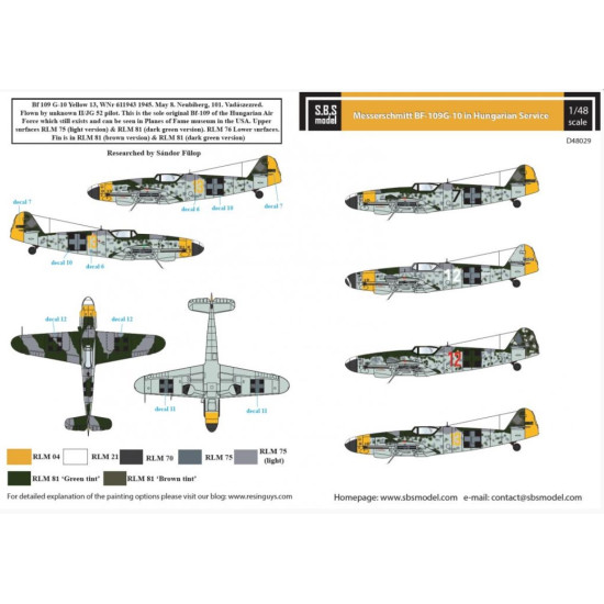 Sbs D48029 1/48 Messerschmitt Bf 109 G 10 In Hungarian Service Ww Ii