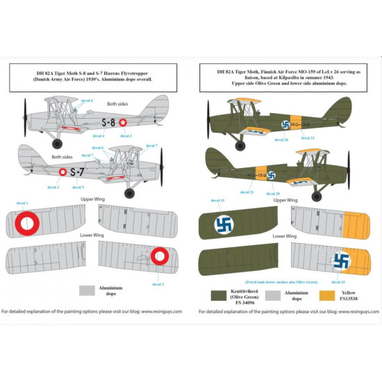 Sbs D48040 1/48 De Havilland Dh 82a Tiger Moth Nordic Air Forces For Airfix Kit