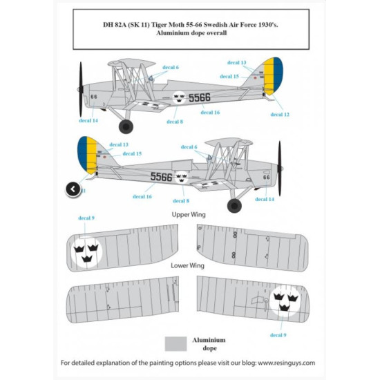 Sbs D48040 1/48 De Havilland Dh 82a Tiger Moth Nordic Air Forces For Airfix Kit