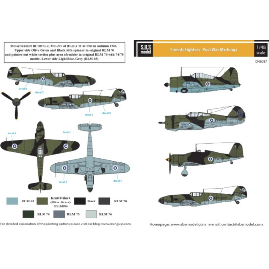 Sbs D48037 1/48 Finnish Fighters Post War Markings