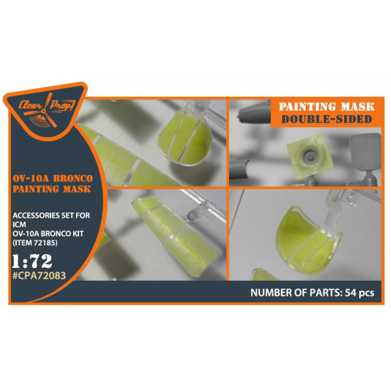 Clear Prop 72083 1/72 Ov 10 A D Bronko Double Sided Painting Mask On Yellow Kabuki Paper For Icm Kits