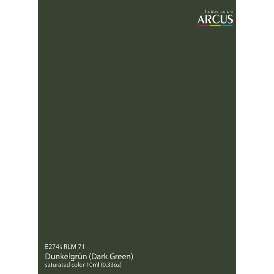 Arcus 274 Enamel Paint Luftwaffe Rlm 71 Dunkelgrun Dark Green Saturated Color