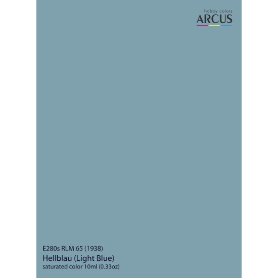 Arcus 280 Enamel Paint Luftwaffe Rlm 65 1938 Hellblau Light Blue Saturated Color