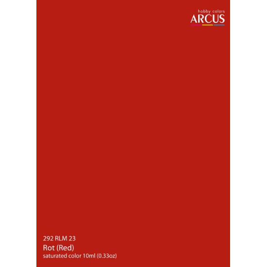 Arcus 292 Enamel Paint Luftwaffe Rlm 23 Rot Saturated Color