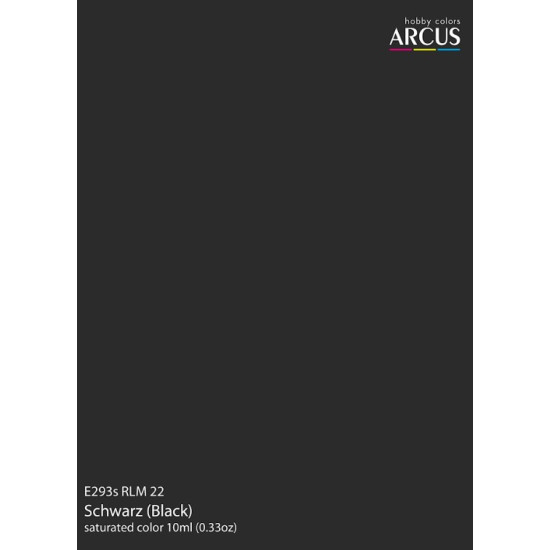 Arcus 293 Enamel Paint Luftwaffe Rlm 22 Schwarz Black Saturated Color