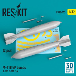 Reskit Rs32-0433 1/32 M 118 Gp Bombs 2 Pcs F 105 F 100 F 4 3d Printing