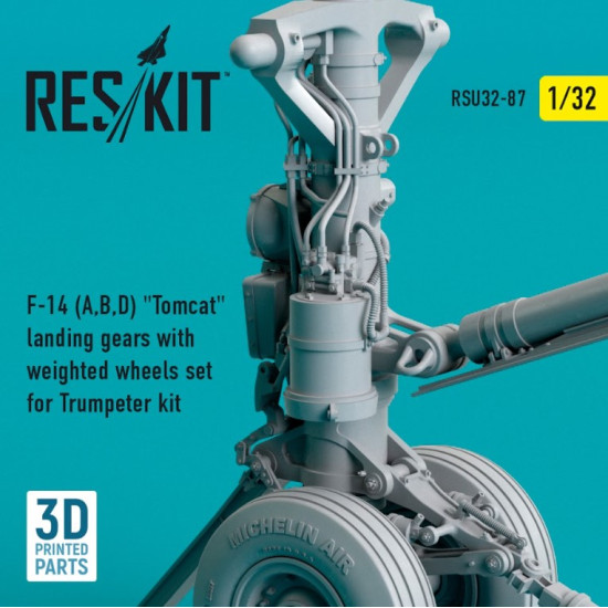 Reskit Rsu32-0087 1/32 F14 A B D Tomcat Landing Gears With Weighted Wheels Set For Trumpeter Kit 3d Printing