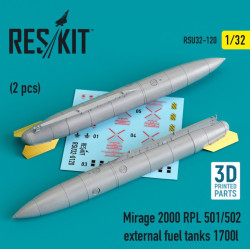 Reskit Rsu32-0120 1/32 Mirage 2000 Rpl 501 502 External Fuel Tanks 1700lt 2 Pcs. 3d Printing