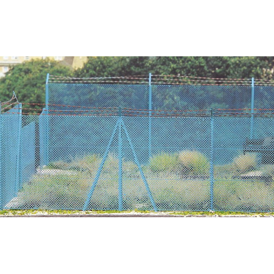 Model Scene 48140 1/72 1/87 High Chain Fence With Barbed Wire 256mm Photo-etched