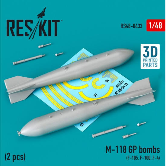 Reskit Rs48-0433 1/48 M118 Gp Bombs 2 Pcs F105 F100 F4 3d Printing