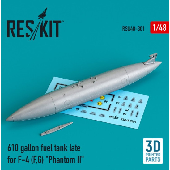 Reskit Rsu48-0301 1/48 610 Gallon Fuel Tank Late F4 F G Phantom 3d Printing