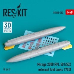 Reskit Rsu48-0302 1/48 Mirage 2000 Rpl 501 502 External Fuel Tanks 1700lt 2 Pcs 3d Printing